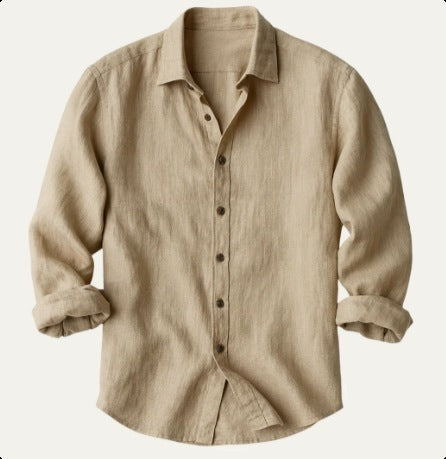 Men's Stylish Solid-Color Long-Sleeve Button-Down Shirt