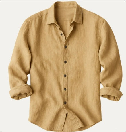 Men's Stylish Solid-Color Long-Sleeve Button-Down Shirt
